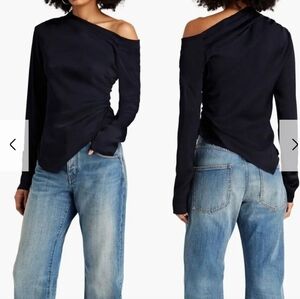 A.L.C.NEW A.L.C Blouse Jamie Midnight Blue Asymmetrical Long Sleev size 00